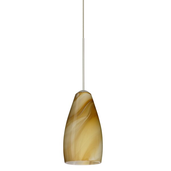 Besa Lighting Karli Cord Pendant, Honey, Satin Nickel Finish, 1x5W LED 1XT-7198HN-LED-SN - main